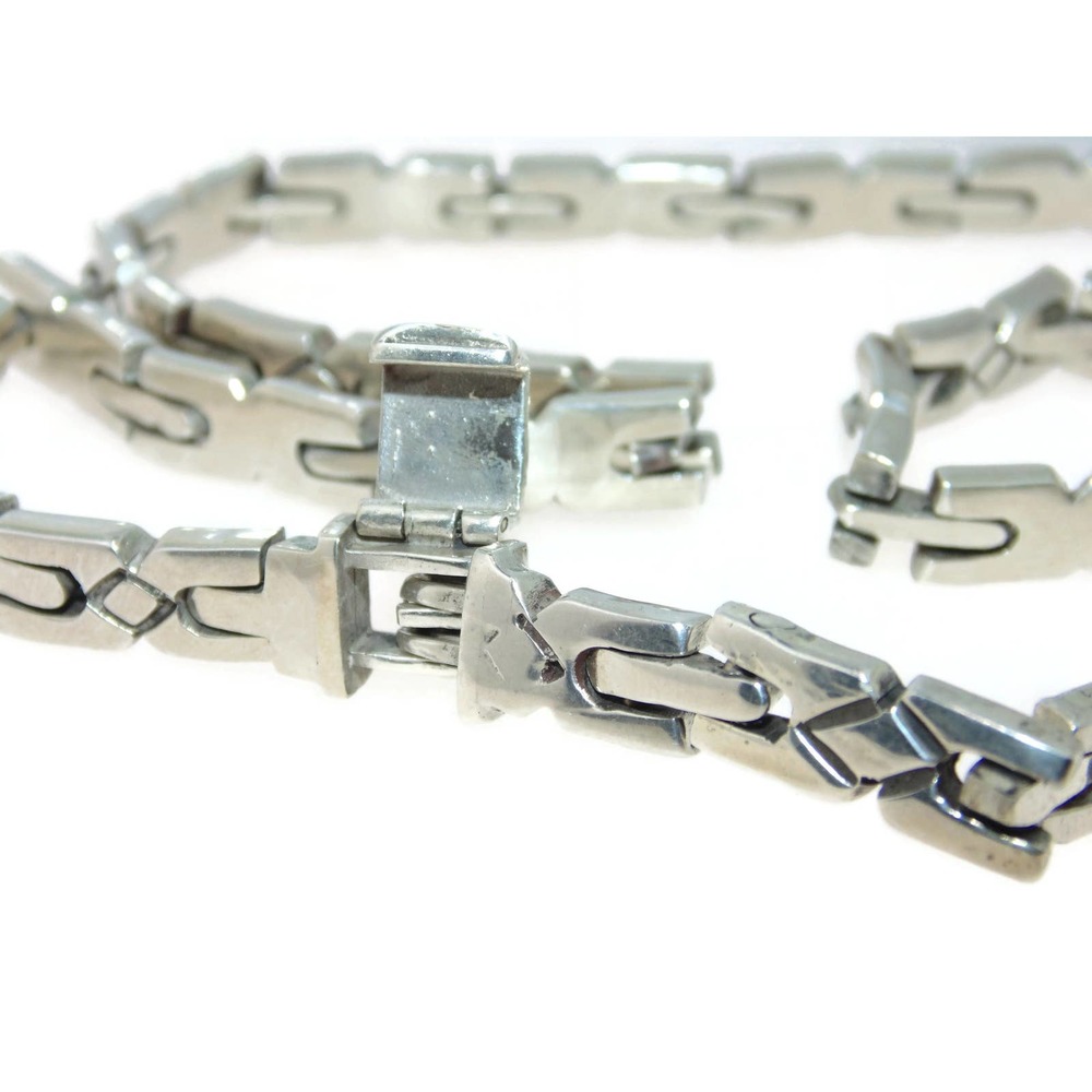 980 Peru Designers Vintage Estate Chain Statement Necklace Sterling Silver 18.5"